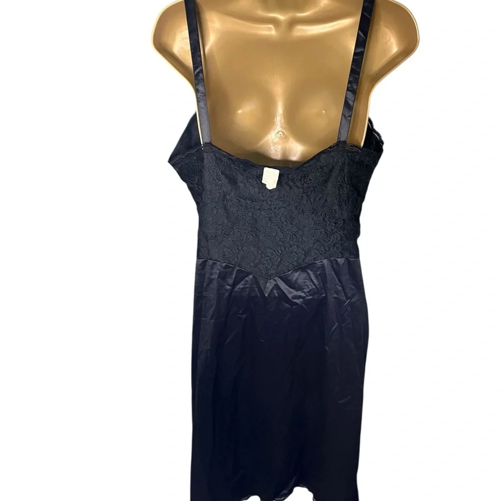 Vintage 60s-70s Baronet Lace Slip Black 36 Average - Picture 3 of 3